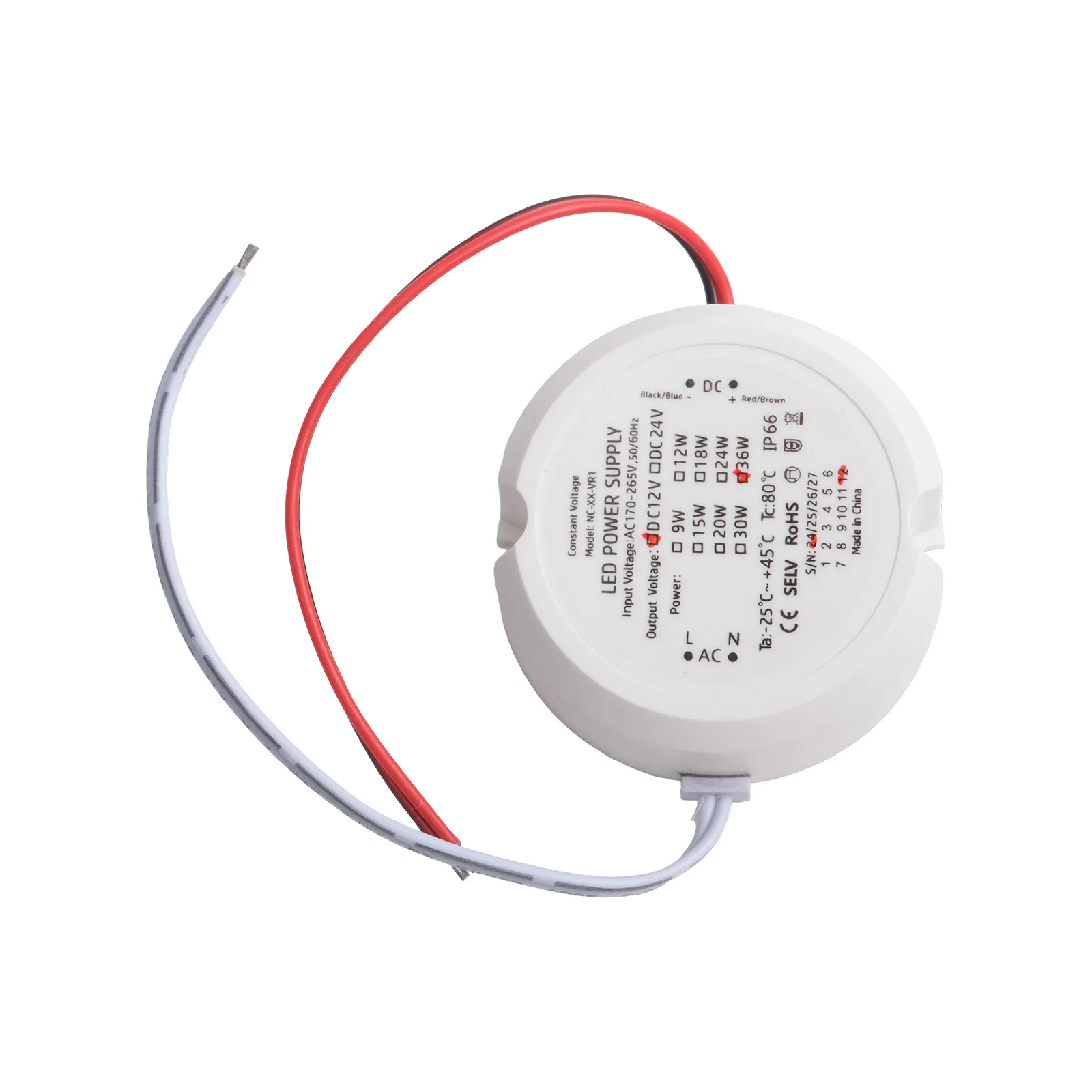 

55*23mm 12V 24V Power Supply Robust Safety Features Short Circuit Protection Surge Protection Easy Installation For LED Lighting