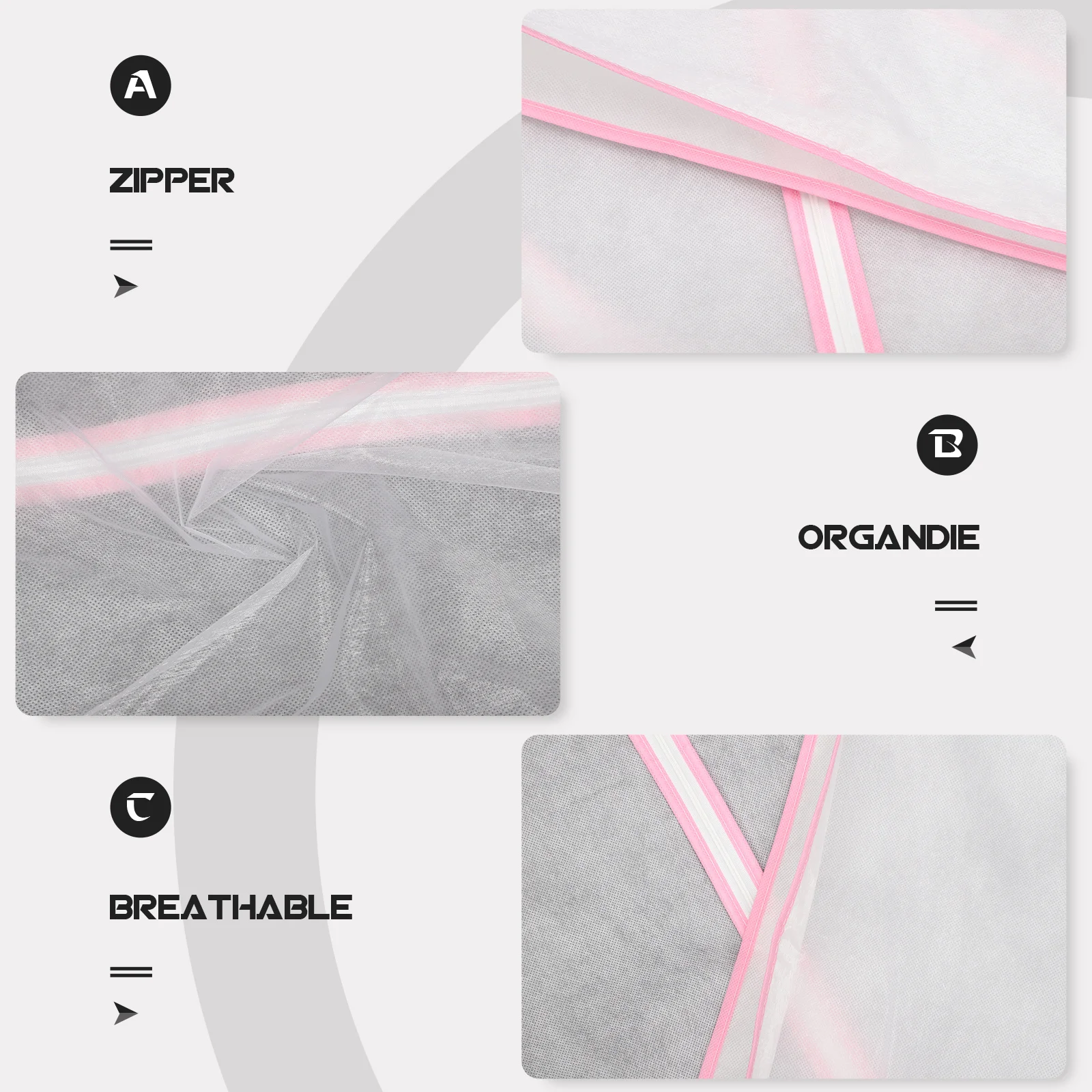 

Garment Bag for Dresses Long Dance Costume Suit Cover Non-Woven Organdie Material Breathable Easy Clean Foldable