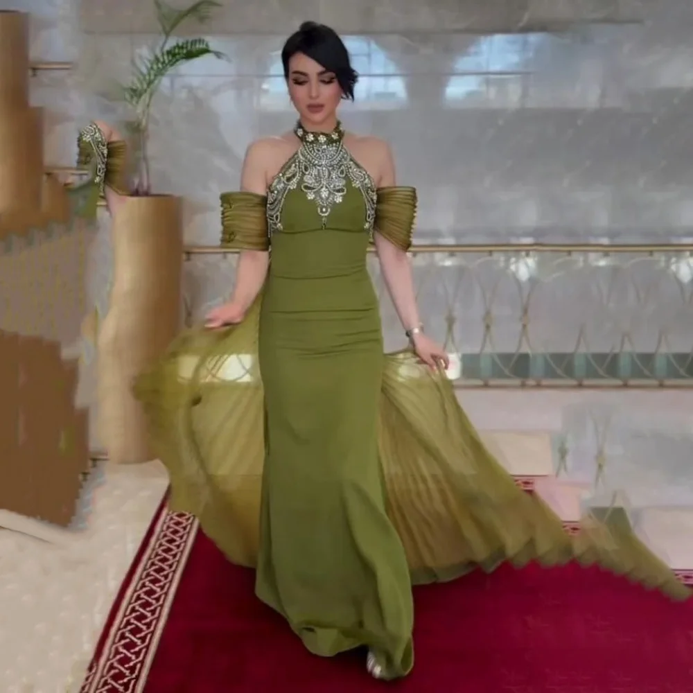 فستان سهرة رائع مخصص مطرز بالخرز بفيونكة ساحرة حورية البحر للحفلات الراقصة أنيق بدون أكمام فستان حفلات Fساتين Sheres Fخن 2025