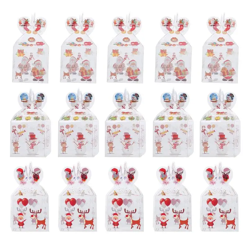 30Pcs Merry Christmas gifts Box Transparent Candy Cookie Apple Box Christmas Eve Gift Packaging Case multiuse wedding party deco