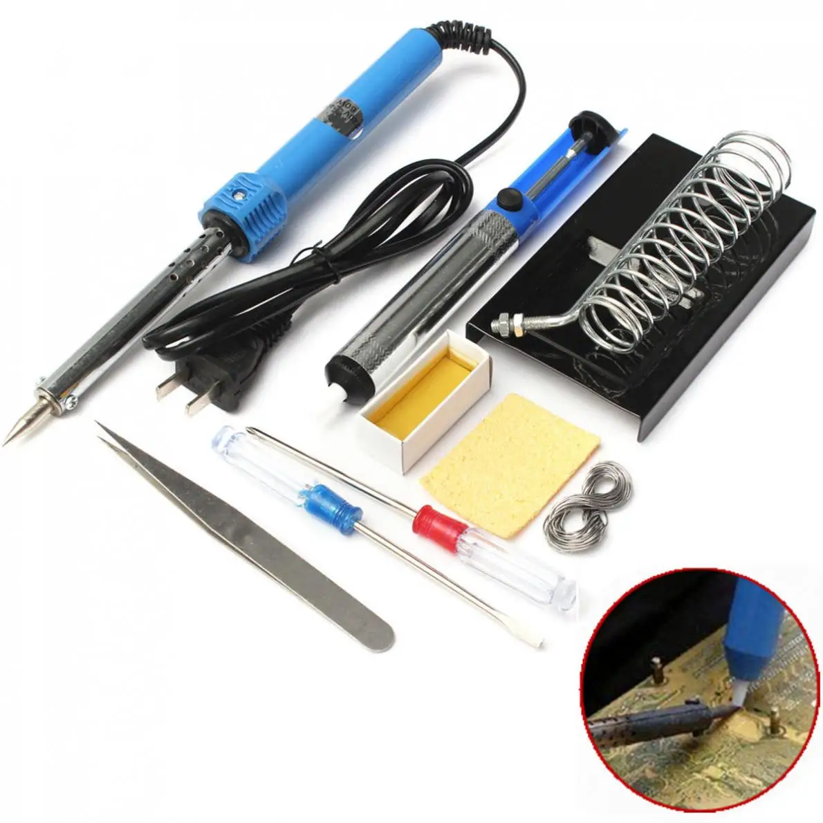 

9 In 1 110V 30W DIY Electric Solder Starter Tool Kit Set Iron Stand Desolder Pump with US Plug Electric Soldering Irons