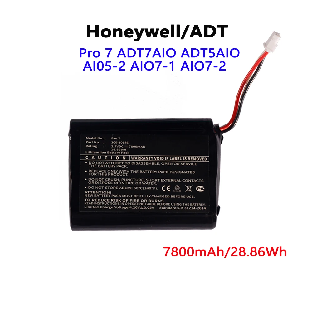 

Новая батарея для Honeywell ADT Command Smart Security Panel ADT7AIO ADT5AIO Pro 7 AI05-2 AIO7-1 300-10186, 3,7 v 7800mAh.