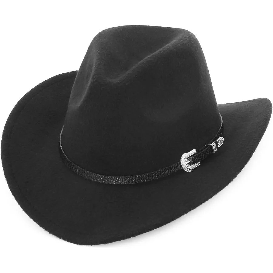 

Женская ковбойская шляпа в стиле вестерн с широкими полями, дизайнерская шляпа-федора для приключений на свежем воздухе, свернутая функция для удобного хранения, стильный ремень Bu