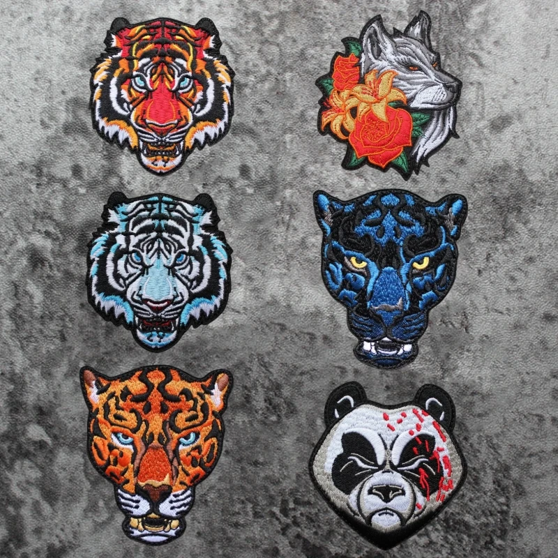 

Kung Fu Panda Armband Sticker King of The Jungle Tiger Wolf Head Morale Badge Embroidered Hook and Loop Animal Badge Emblem
