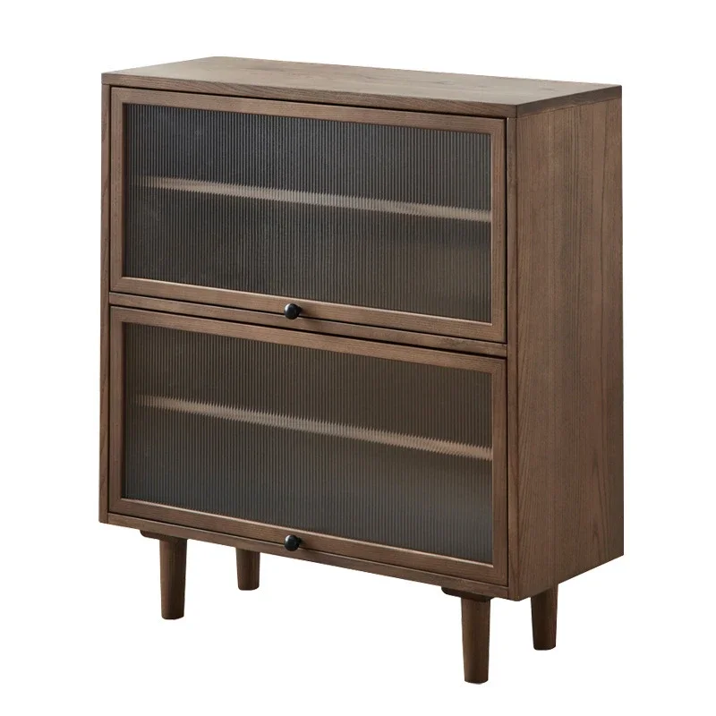 

Solid Wood Shoe Cabinet All Solid Wood Integrated Home Cabinet Layered Cabinet with Door Flip Door
