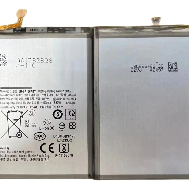 

10pcs 2025 Phone Battery For Samsung Galaxy A13 5G Mobile Phone Battery 4900mAh/5000mAh EB-BA136ABY