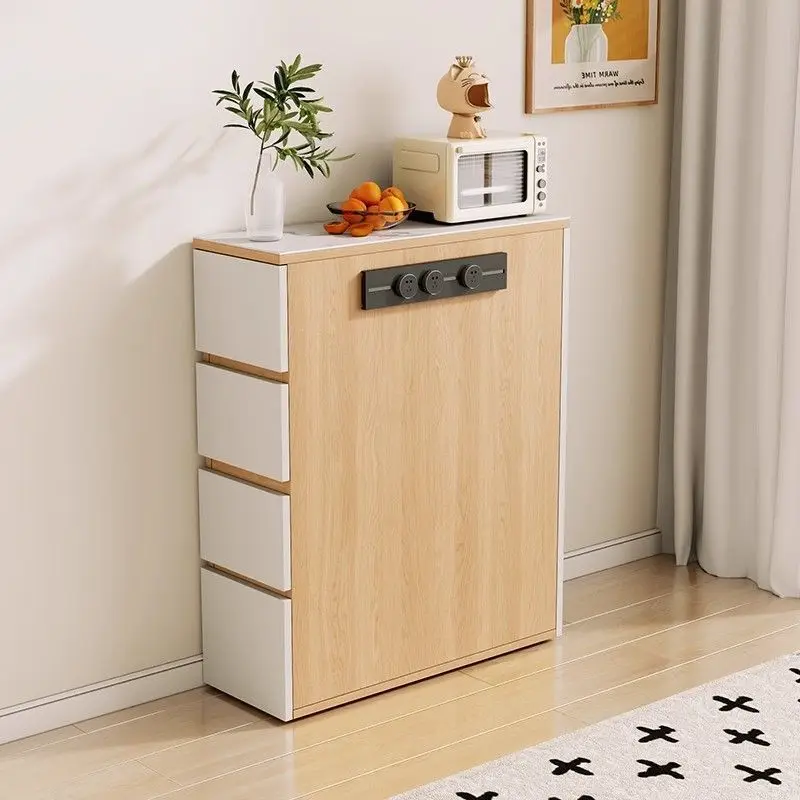 Solid wood extremely narrow island platform, separate cabinet side island guide platform, solid wood mobile small apartment