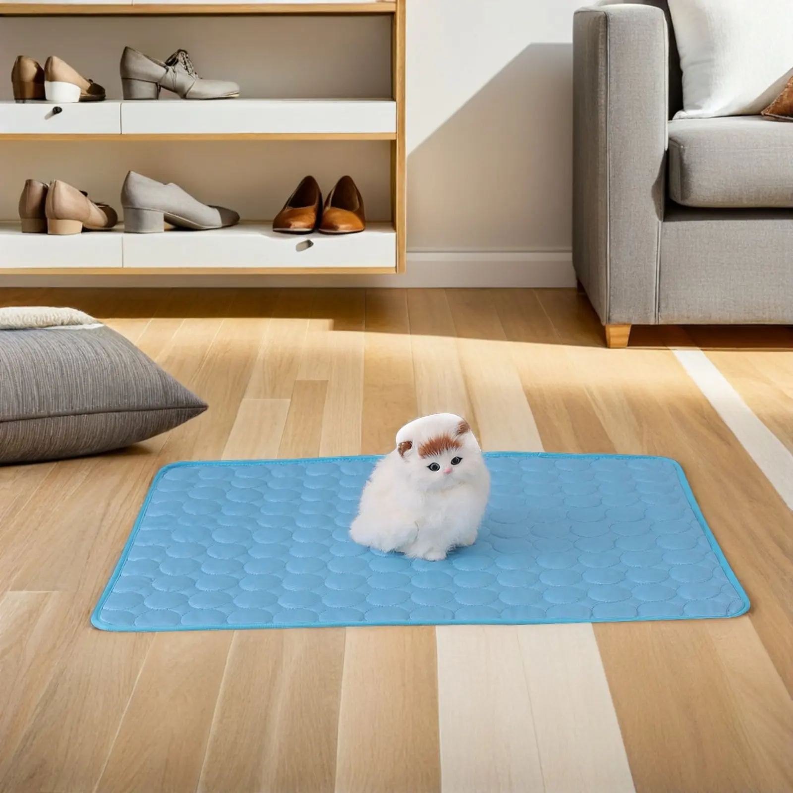 Pet Summer Cooling Mat Coffee Size S Smooth Breathable Foldable Bed for Dog Cat Crate Kennel Car Travel Pet Pad