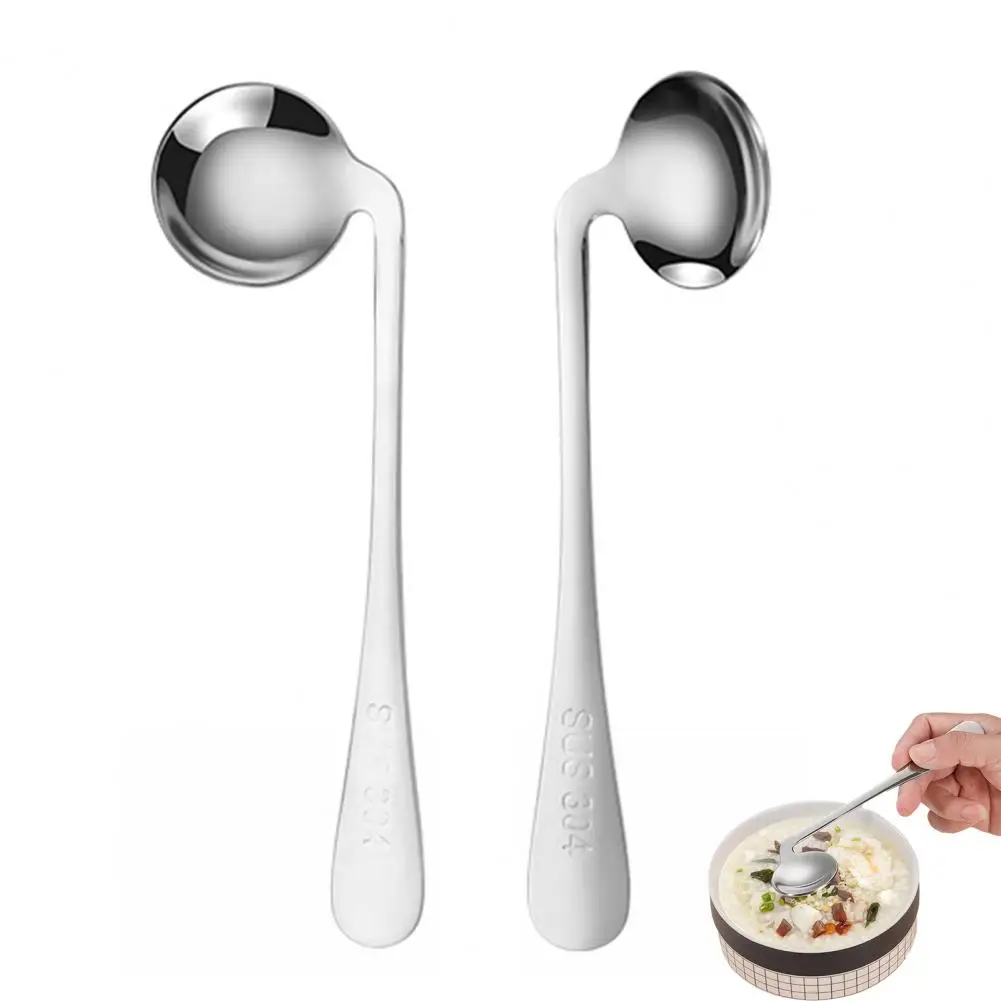Patient Spoon Fork Elderly Elbow Spoon Stainless Steel Elbow Spoon for Elderly Self-feeding Curved Fork Angled for Disabled