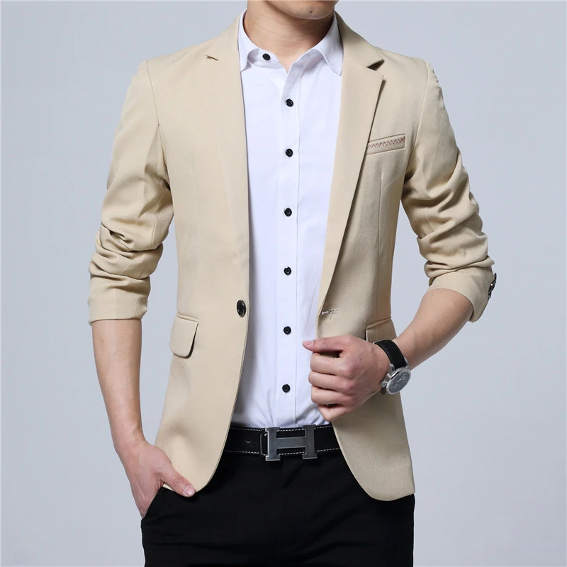 2024 New Spring and Autumn thin Casual Men Blazer Cotton Slim England Suit Blaser Masculino Male Jacket Blazer Men Size L-5XL