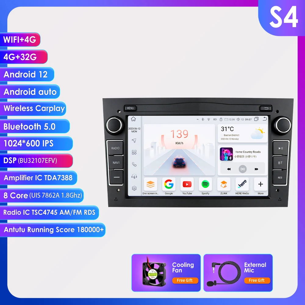 Autoradio Android voor Opel Astra H Vectra Vauxhall Antara Zafira Corsa C D Vivaro Meriva Auto Multimedia Speler Carplay 2Din GPS
