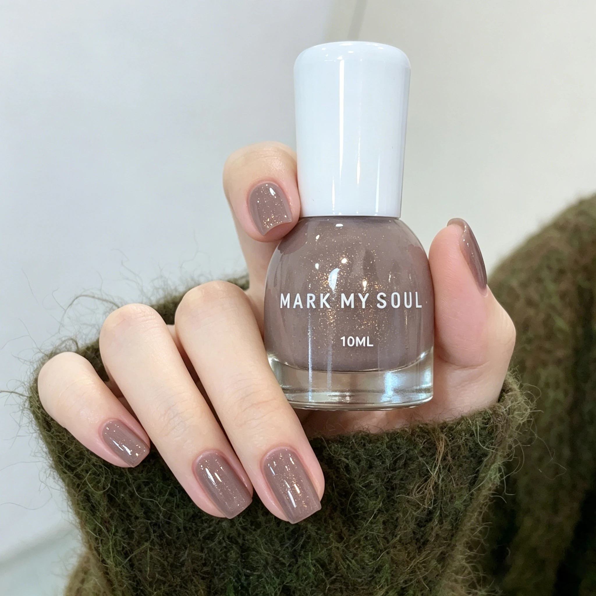 S88 10ml MARK MY SOUL Gold Grey Nude Glitter Oil based Non peel Nail Polish