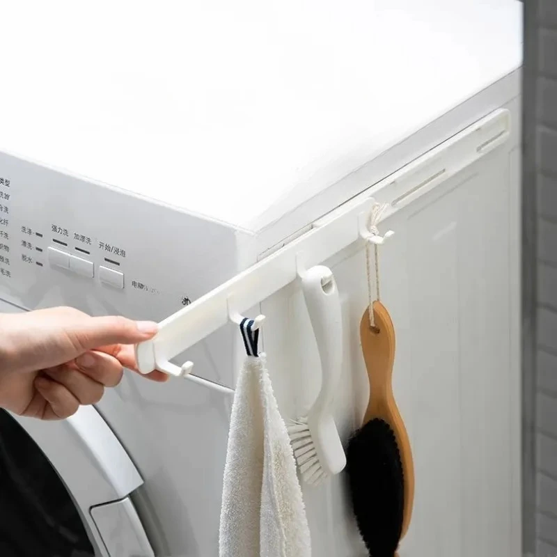 Crochet universel rétractable sans perforation, barre de crochets autocollante, support de salle de bain et de cuisine, organisateur mural pour salle de bain