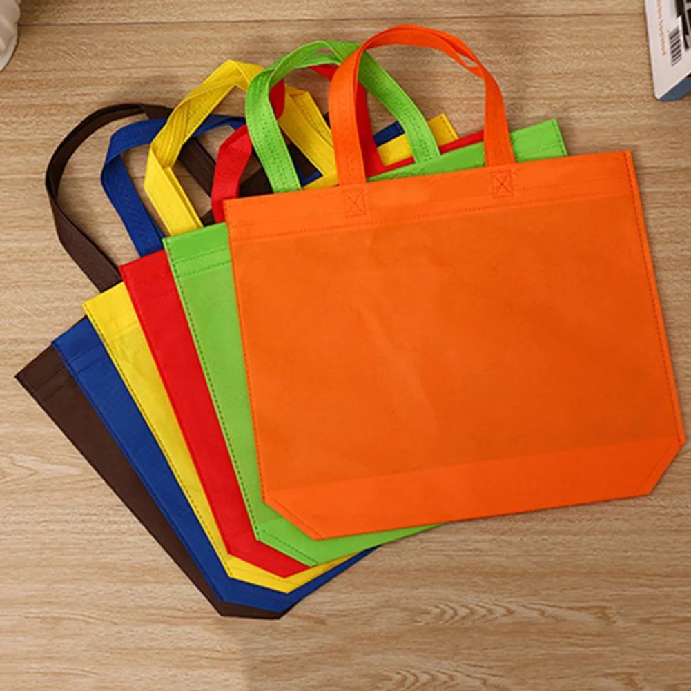 New Reusable Non Woven Shopping Bag Solid Color Foldable Grocery Convenient Tote Eco-friendly Storage Handbag Eco Friendly Bags