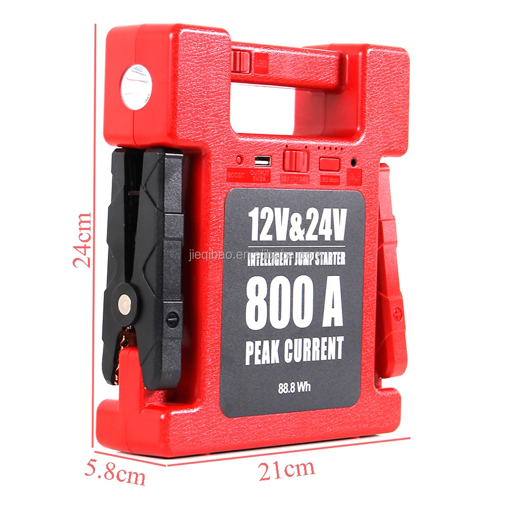 Car Jump Starter 24000mAh 24 Volt 800A Peak Ampere Truck Battery Jump Starter Pack