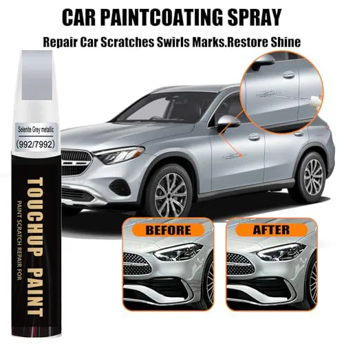 Selenite Gray Metallic(992/7992) Touch up Paint for Mercedes-Benz Car Paint Scratch Repair Kit, Quick & Easy Solution to Repair