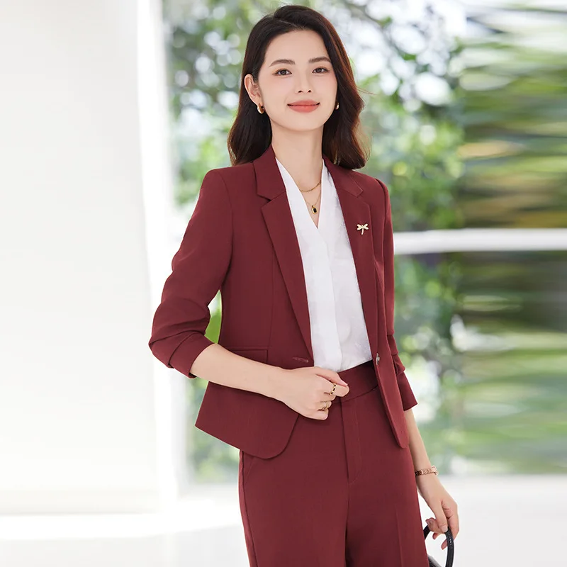 Autumn Short-Sleeve Women's Suit2025New slim-fit, elegant workwear for petite individuals suitable for commuting and professiona