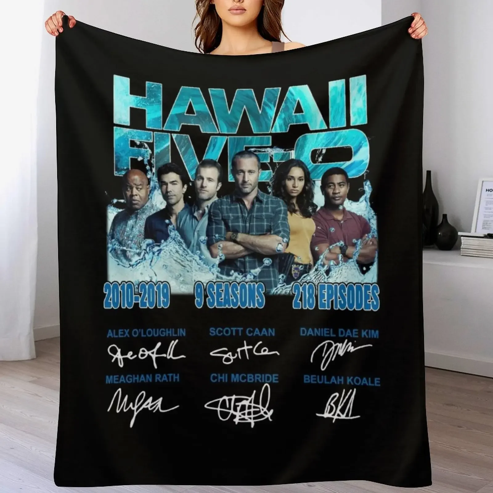 Hawaii Five 0 Cast Signed Movie 10 Episode 240 Throw Blanket Cozy Light Blanket for Travel Camping Picnic