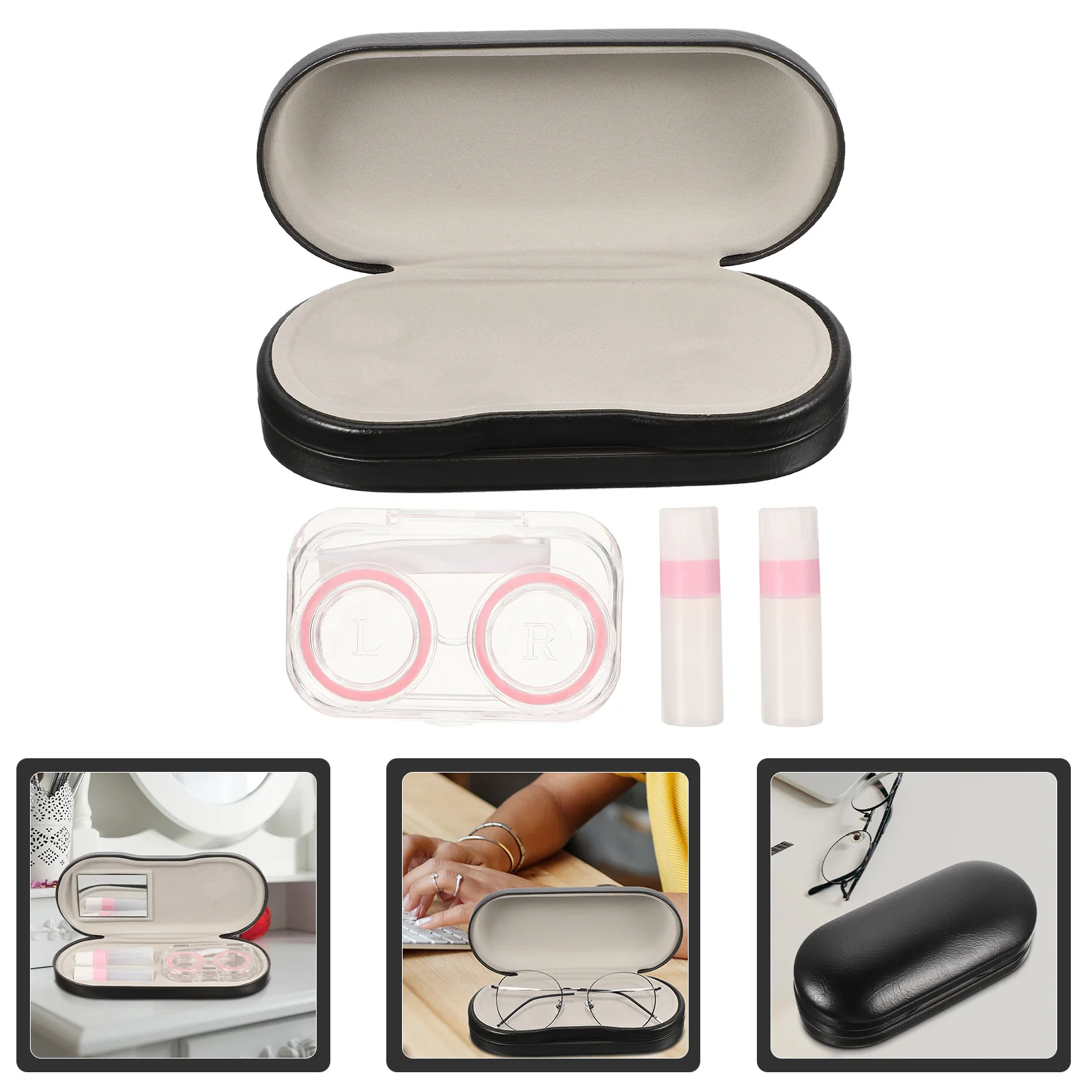 

1Set Double Layer Glasses Case Soft Lining Durable Cover Travel Organizer Ample Storage Space Accessories Double Glasses Case