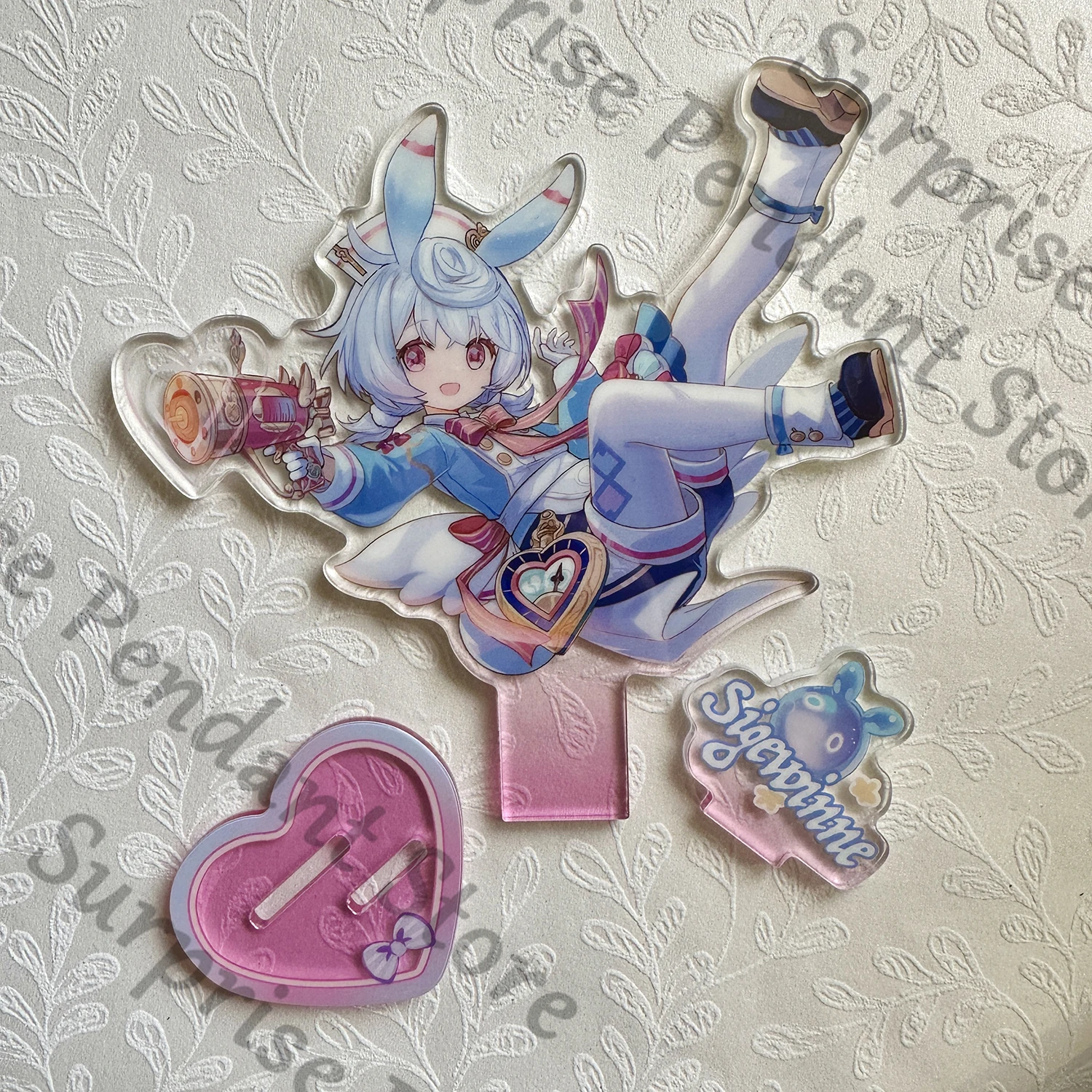 Anime Genshin Impact Sigewinne Cosplay Kartun Kartu Laser Akrilik Berdiri Gambar Ornamen Lencana Tanda Berdiri Liontin Hadiah Maskot