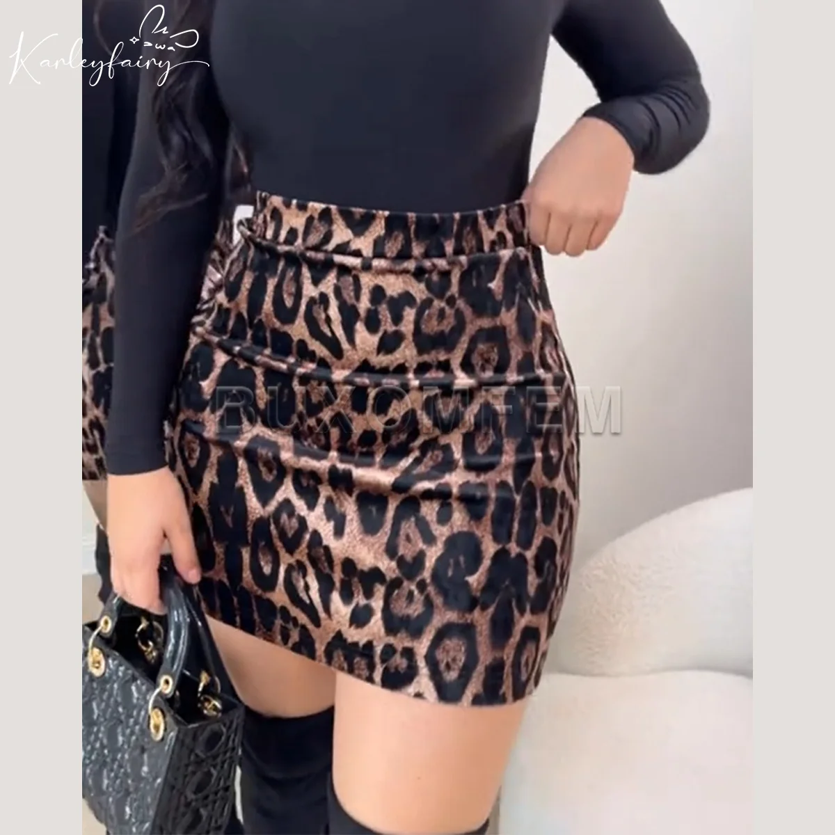 2024 New Clothing Stylish Leopard Leather Shorts Skirt Slim Fit Classic Shaping Skrits Women's Sexy Fashion Daily Bottoms