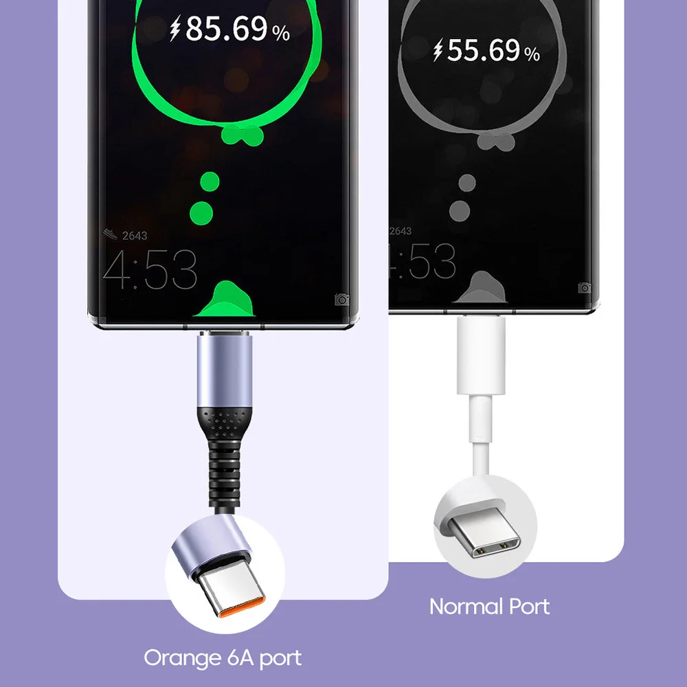 Olaf 66W 6A Fast Charging Type C Cable Spring 27W Type C IOS Data Cord Car Phone Charger USB Cable For iphone Samsung Xiaomi