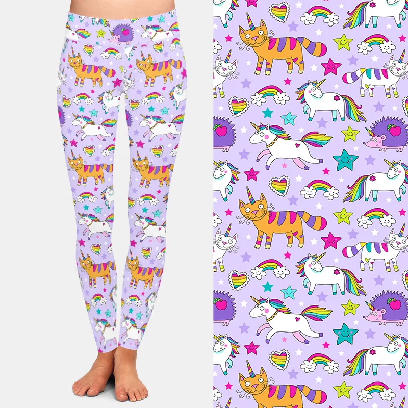 LETSFIND 3D Cute Unicorn Rainbows and Stars Print Leggings Fashion Push Up High Waist Soft Slim Fitness Women Leggings