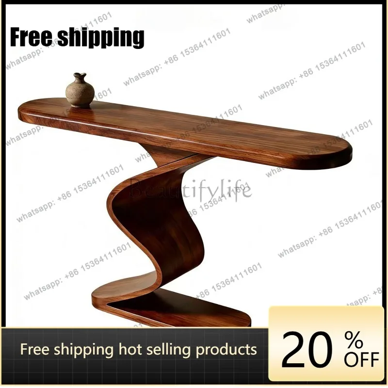 YJ New Chinese Style North American Black Walnut Entryway Modern Simple Solid Wood Feature Table Decorative Strip Table