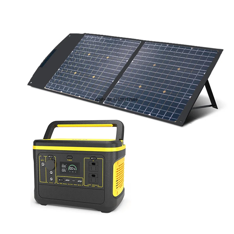 220V 600W Uninterruptible Power Generator Lifepo4 Lithium Battery Portable Power Station with 100W Solar Panel
