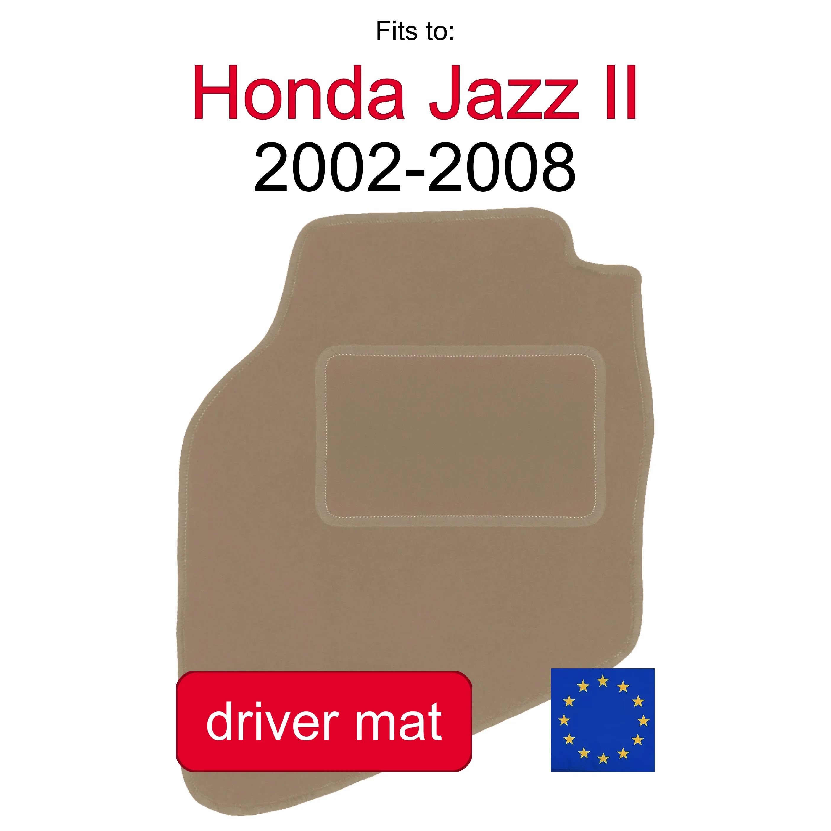 Velour tapijt voor bestuurderszijde voor Honda Jazz II hatchback (2002-2008) - beige (1 stuk)