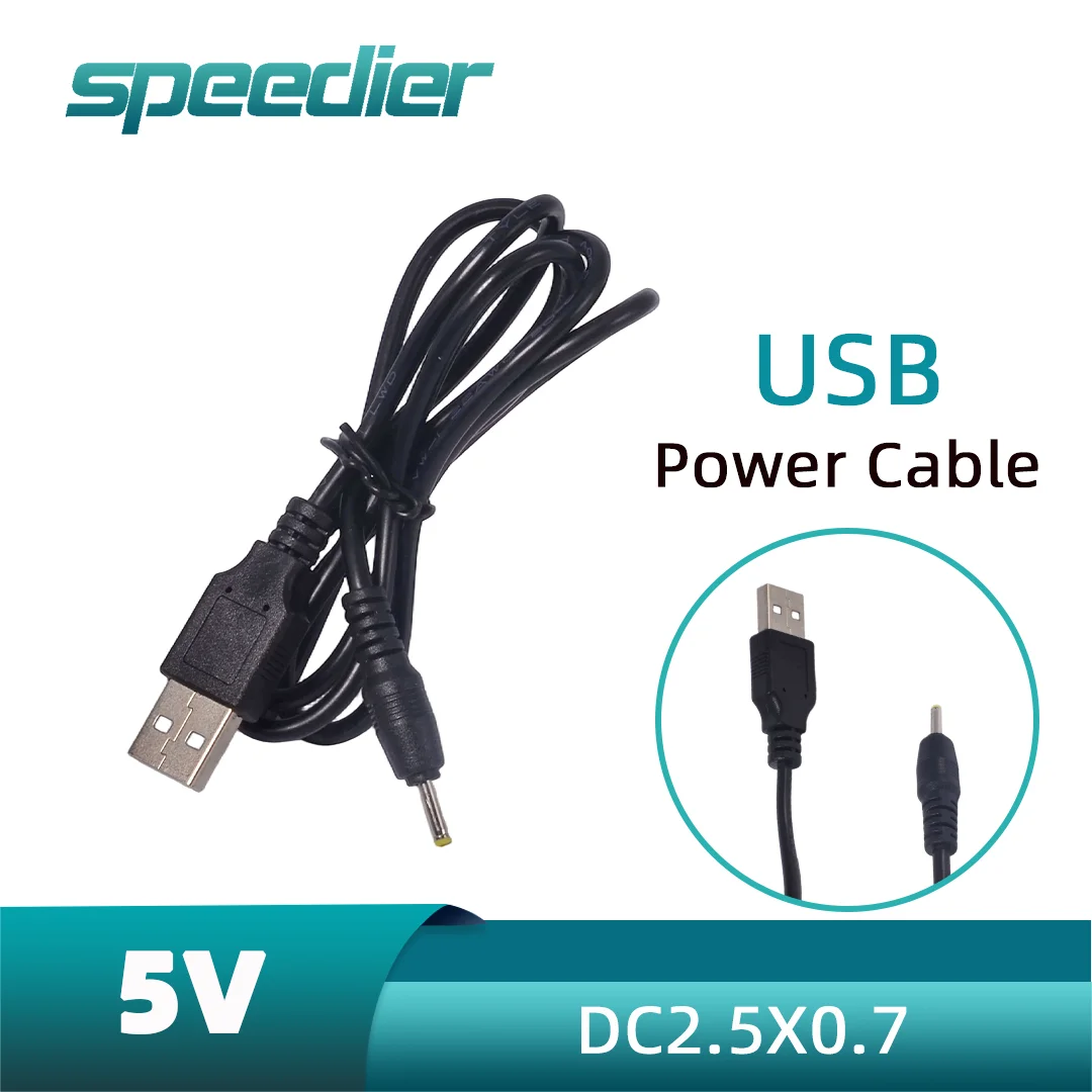 

Black USB a to 2.5*0.7mm DC Power Plug Adapter Cable 1M Charging Jack Converter for Electronics