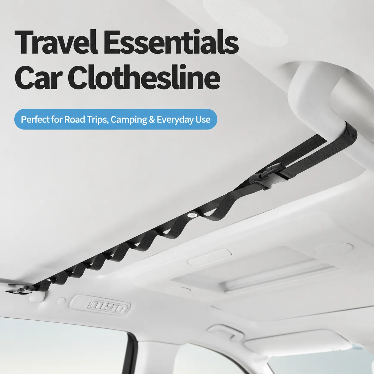 Car Clothesline Hanging Rack Adjustable Vehicle Clothes Hanger for Travel & Daily Use Clotheslines