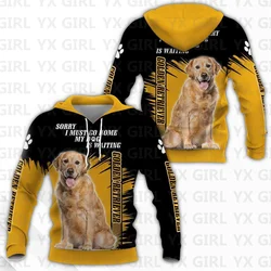 Golden Retriever-Sudadera con capucha para hombre y mujer, jersey con estampado 3D de borde Collie malois, chándal de calle, regalo de amor y perro