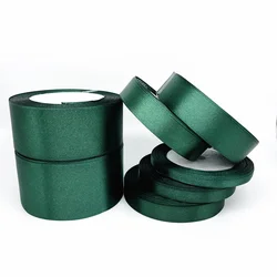 25 Yards Green Satin Ribbon For DIY Crafts Supplies Handmade Bows Silk Roses Gift Wrapping Wedding Decoration Sewing Accessories