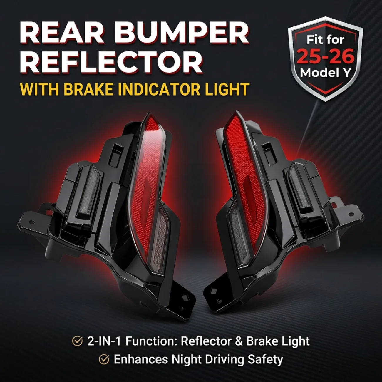 

Rear Bumper Reflector Light Left Right for Tesla Model Y 2025 2026 Stop Indicator Trim Reflector with Bulb 197944510D 197944410D