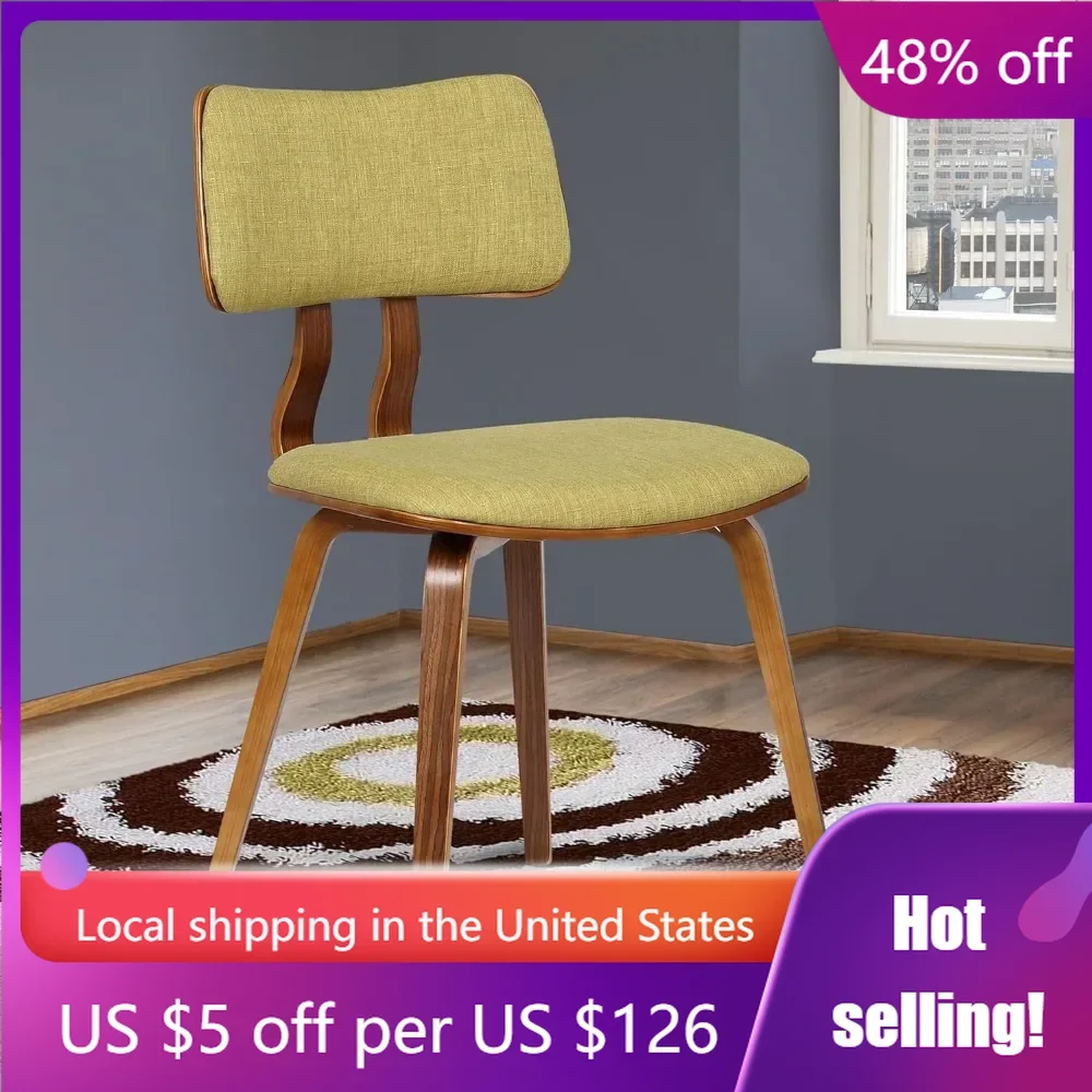 

Dining Chair in Green Fabric and Walnut Wood Finish 20D X 18W X 29H in Freight Free Chairs for Dining Table Home Furniture Stool