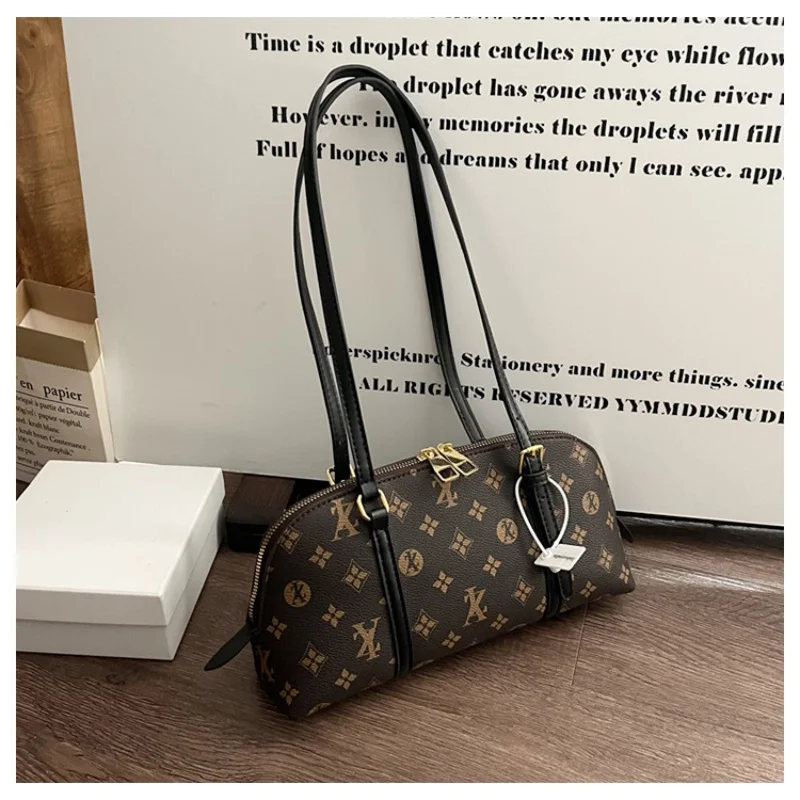 

Женская повседневная сумка-тоут 2026 года в роскошном стиле с монограммным узором, на молнии, для ношения под мышкой