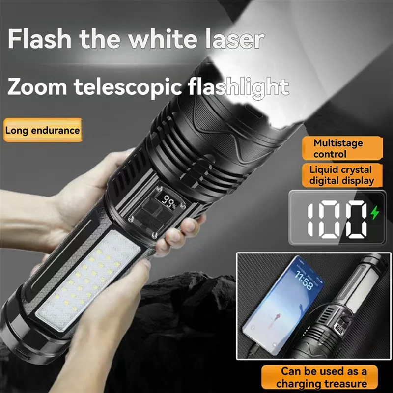 

ELOS-Super Bright Flashlight Camping Hand Lamp Spotlight Focus Long Range Red And White Flashlight