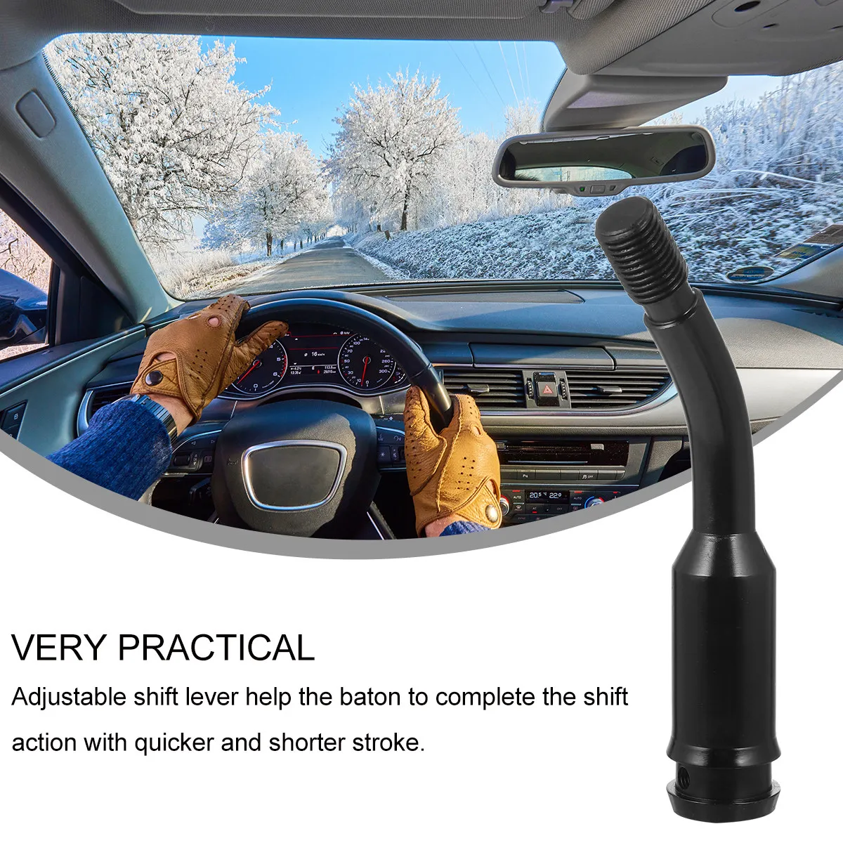 Vehicle Gear Knob Extender Adjustable Lever Offset Rotatable Shifter Elbow Car Height Adjuster Rod Gear Modification Knob