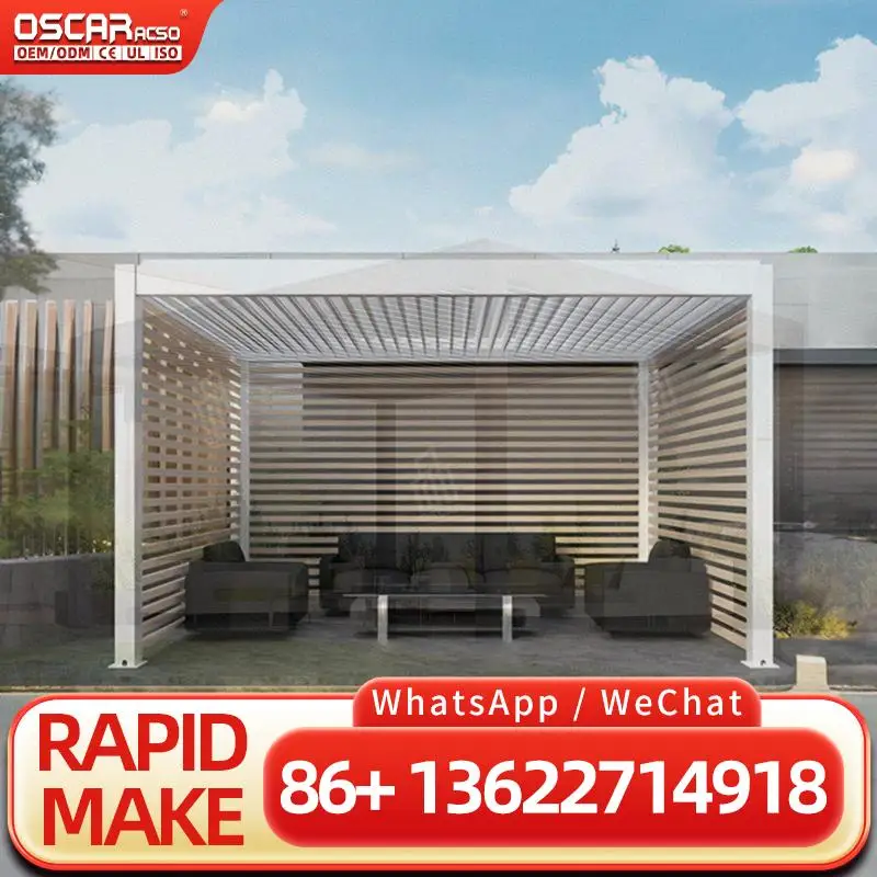 Sustainable Waterproof 8x8 Louvered Aluminum Pergola Outdoor Patio Backyard Setup pergolas