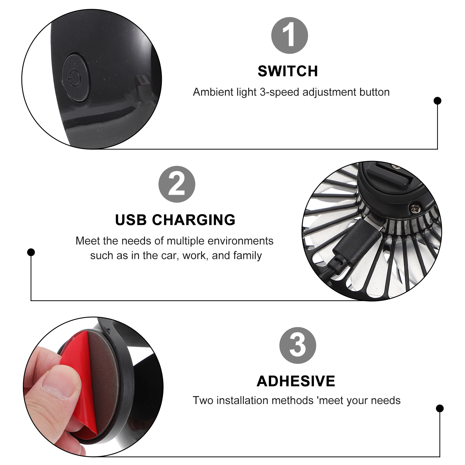 

Car Fan Abs Soft Light Silent Cooling Fan for Vehicle Dashboard USB Portable Silent Fan for Office Home Use Car Air Conditioner