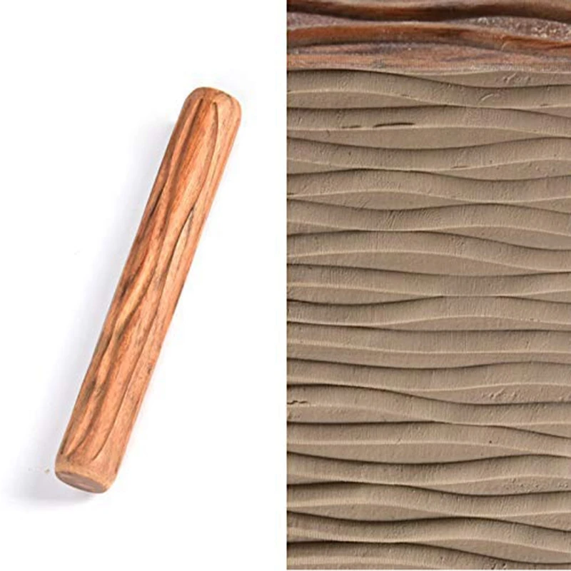 Wood Hand Rollers For Clay Stamp Clay Pattern Roller Ceramic Tools Carved Texture Printing Mud Rolling Embossed Pattern