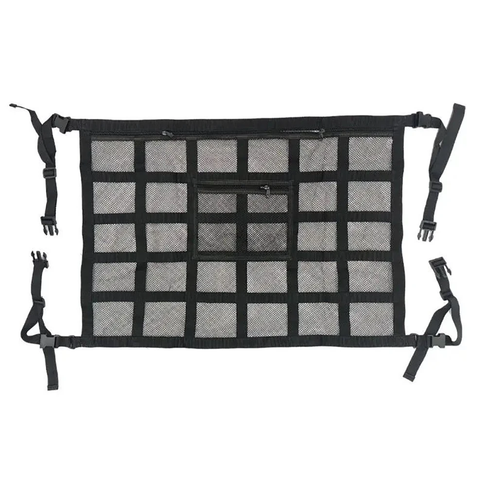 

Universal Double-Layer Car Roof Ceiling Cargo Net Bag, Car Storage Cargo Zipper Adjustable Sundries Storage Mesh Bag