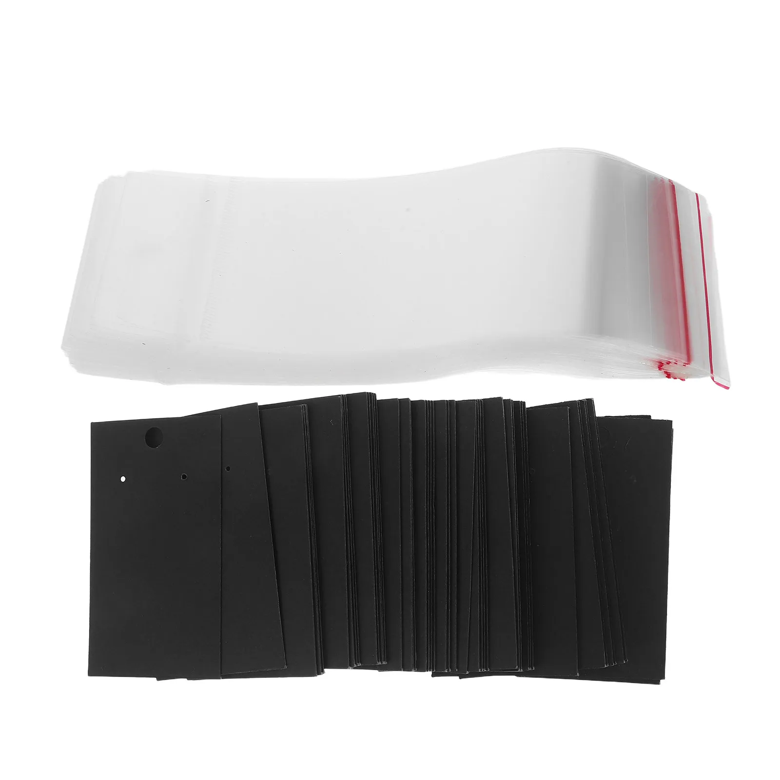 

100Sets Black Earring Display Cards 9x5 Cm with Clear Packaging Bags Jewelry Packaging Kit for Small Business Retail Craft