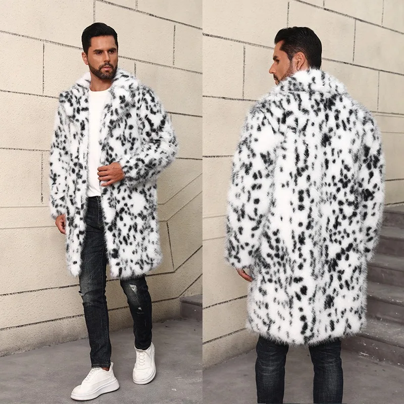 Veste chaude en fausse fourrure pour hommes, manteau épais et chaud avec col de costume britannique mi-long, nouvelle collection