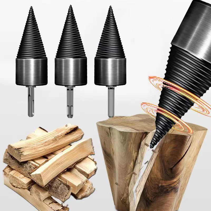 Imagem -04 - Broca de Divisão de Lenha Divisor de Madeira Parafuso Cones Bit Quadrado Redondo Hexagonal Usado para Martelo Elétrico 32 mm 38 mm 42 mm 45 mm 50 mm