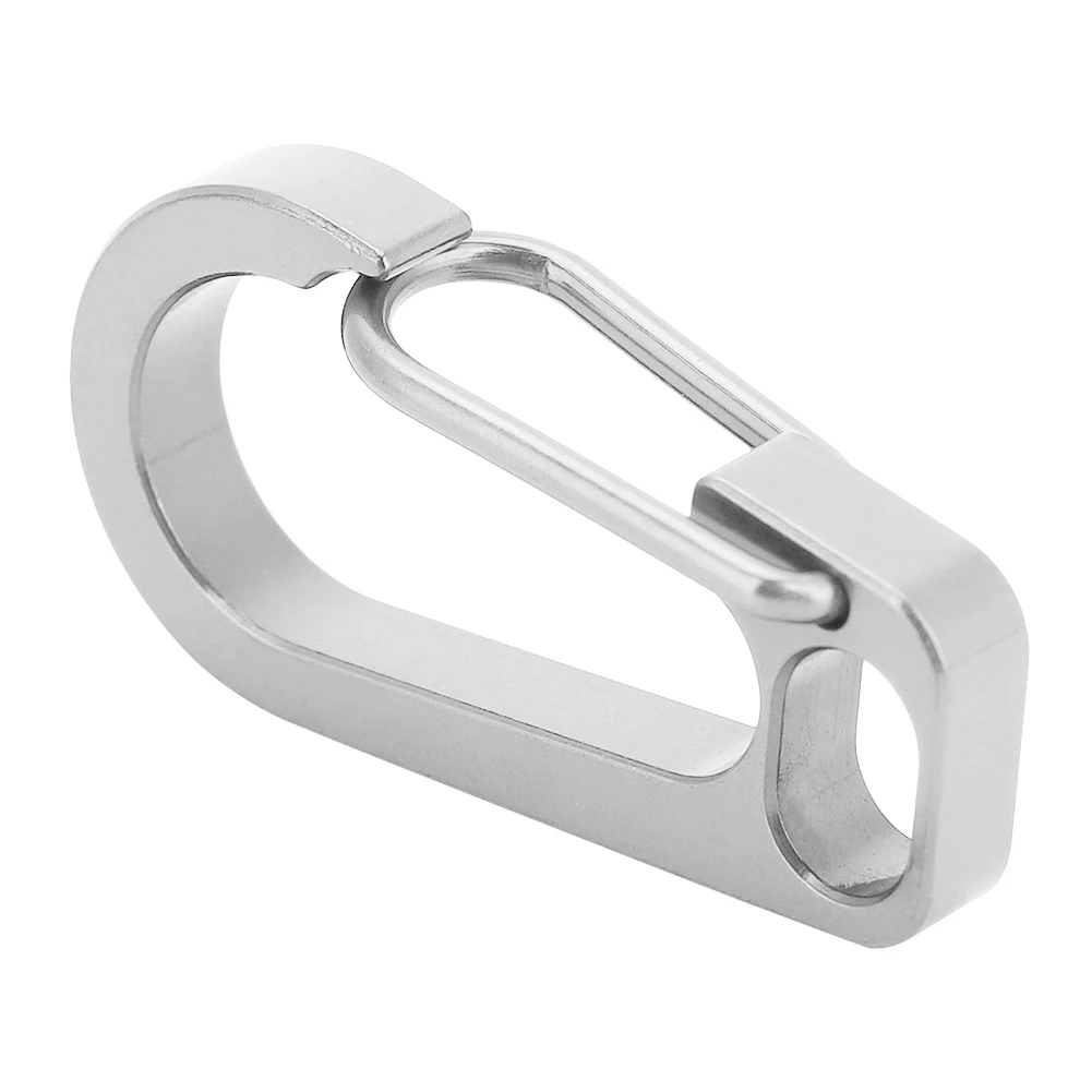 New D Ring Buckle Keychain Carabiner Titanium Rainbow Car Keychain Blue Flat Hole Quick Release Clip for Car Keys