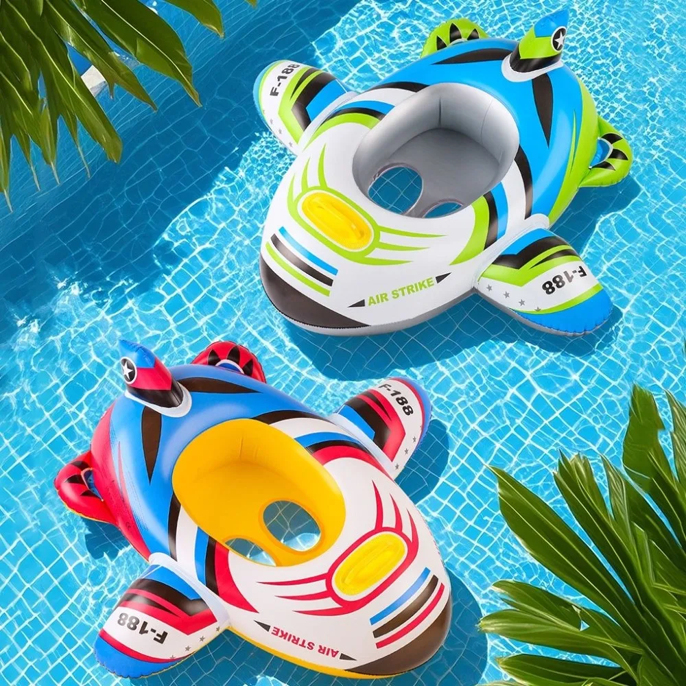 Aircraft Shape Inflatable Seat Baby Swim Ring Circle Seat Inflatable Swimming Circle Tube Design Floating Boat Kid Swimming Ring
