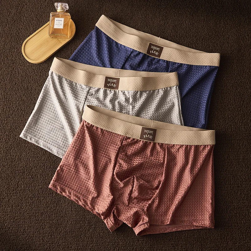 

3 pcs Men's Underpants Ice Silk Mesh Breathable Boxers Shorts Soft Men's Panties Underpants Men's Boxer