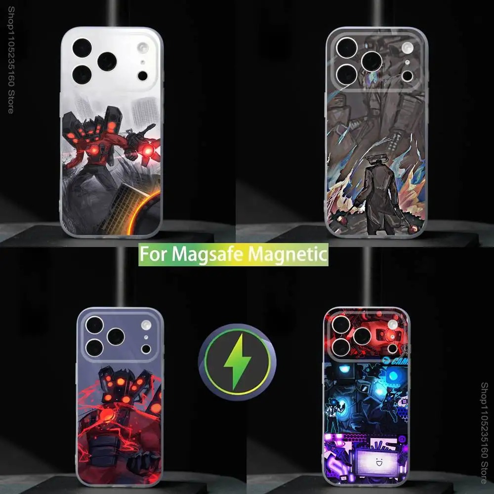 

S-Skibidi T-Toilet Cool For iPhone 11,12,13,14,15,16,17,Pro,Max,Plus,Mini,SE4,E Phone Case With Magsafe Wireless